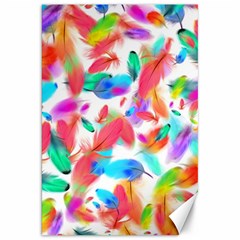 Feathers Pattern Background Colorful Plumage Canvas 20  X 30  by Ravend