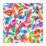 Feathers Pattern Background Colorful Plumage Medium Glasses Cloth (2 Sides) Front