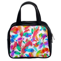 Feathers Pattern Background Colorful Plumage Classic Handbag (two Sides) by Ravend