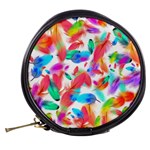 Feathers Pattern Background Colorful Plumage Mini Makeup Bag Back