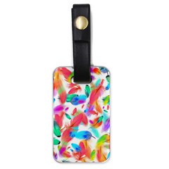 Feathers Pattern Background Colorful Plumage Luggage Tag (one Side) by Ravend