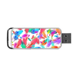 Feathers Pattern Background Colorful Plumage Portable Usb Flash (one Side) by Ravend