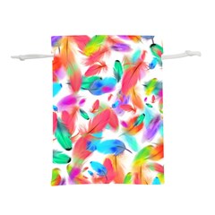 Feathers Pattern Background Colorful Plumage Lightweight Drawstring Pouch (m) by Ravend