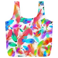 Feathers Pattern Background Colorful Plumage Full Print Recycle Bag (xxxl) by Ravend