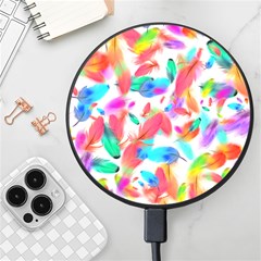 Feathers Pattern Background Colorful Plumage Wireless Fast Charger(black)