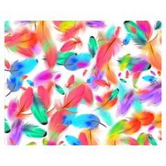 Feathers Pattern Background Colorful Plumage One Side Premium Plush Fleece Blanket (medium)