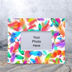 Feathers Pattern Background Colorful Plumage White Tabletop Photo Frame 4 x6 