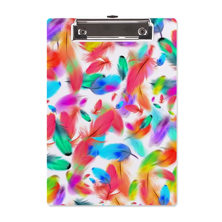 Feathers Pattern Background Colorful Plumage A5 Acrylic Clipboard