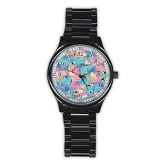 Painting Watercolor Abstract Design Artistic Ink Stainless Steel Round Watch by Ravend