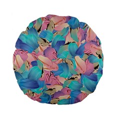 Painting Watercolor Abstract Design Artistic Ink Standard 15  Premium Flano Round Cushions by Ravend