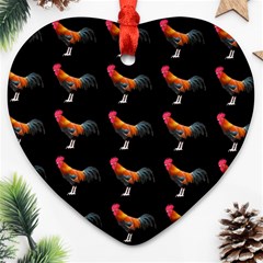 Background Pattern Chicken Fowl Cockerel Livestock Heart Ornament (two Sides)