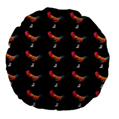 Background Pattern Chicken Fowl Cockerel Livestock Large 18  Premium Flano Round Cushions by Ravend