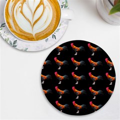 Background Pattern Chicken Fowl Cockerel Livestock Uv Print Round Tile Coaster by Ravend