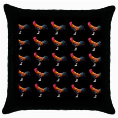 Background Pattern Chicken Fowl Cockerel Livestock Throw Pillow Case (black) by Ravend