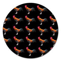 Background Pattern Chicken Fowl Cockerel Livestock Magnet 5  (round) by Ravend