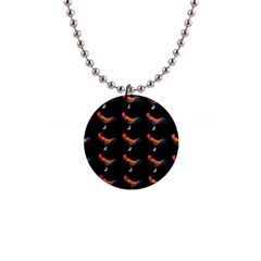 Background Pattern Chicken Fowl Cockerel Livestock 1  Button Necklace by Ravend