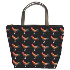 Background Pattern Chicken Fowl Cockerel Livestock Bucket Bag by Ravend