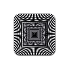 Focus Squares Optical Illusion Background Pattern Rubber Coaster (square) by Ravend