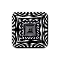 Focus Squares Optical Illusion Background Pattern Rubber Square Coaster (4 Pack) by Ravend