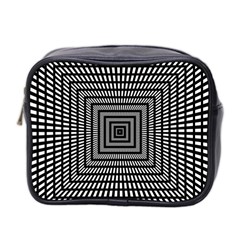 Focus Squares Optical Illusion Background Pattern Mini Toiletries Bag (two Sides) by Ravend