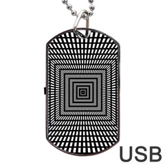 Focus Squares Optical Illusion Background Pattern Dog Tag Usb Flash (one Side) by Ravend