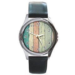 Hardwood Round Metal Watch