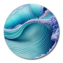 Pastel Sea Waves Round Mousepad by GardenOfOphir