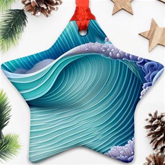 Pastel Sea Waves Star Ornament (two Sides) by GardenOfOphir