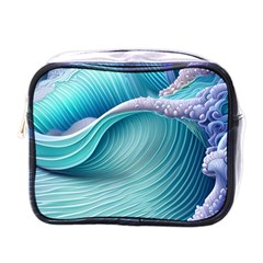 Pastel Sea Waves Mini Toiletries Bag (one Side) by GardenOfOphir