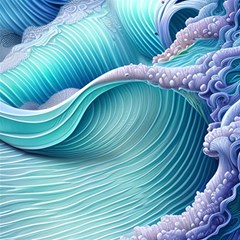 Pastel Sea Waves Play Mat (square) by GardenOfOphir