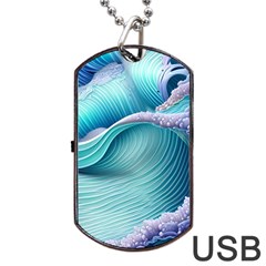 Pastel Sea Waves Dog Tag Usb Flash (one Side) by GardenOfOphir