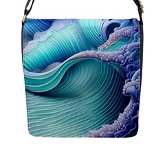 Pastel Sea Waves Flap Closure Messenger Bag (l) by GardenOfOphir