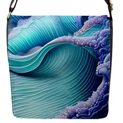 Pastel Sea Waves Flap Closure Messenger Bag (s) by GardenOfOphir