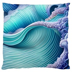 Pastel Sea Waves Large Premium Plush Fleece Cushion Case (one Side) by GardenOfOphir