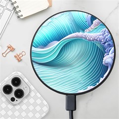 Pastel Sea Waves Wireless Fast Charger(black) by GardenOfOphir