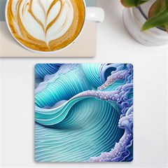 Pastel Sea Waves Uv Print Square Tile Coaster  by GardenOfOphir