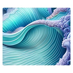 Pastel Sea Waves One Side Premium Plush Fleece Blanket (small) by GardenOfOphir