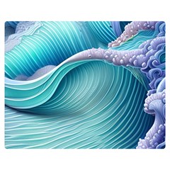 Pastel Sea Waves One Side Premium Plush Fleece Blanket (medium) by GardenOfOphir