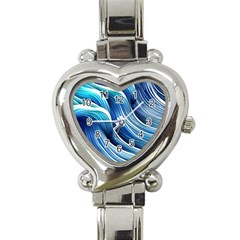 Sunny Ocean Wave Heart Italian Charm Watch by GardenOfOphir