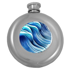 Sunny Ocean Wave Round Hip Flask (5 Oz) by GardenOfOphir