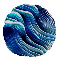 Sunny Ocean Wave Large 18  Premium Flano Round Cushions by GardenOfOphir