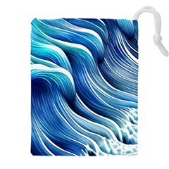 Sunny Ocean Wave Drawstring Pouch (4xl) by GardenOfOphir