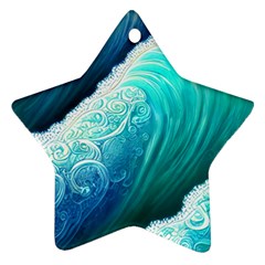 Abstract Waves In Blue And Green Ornament (star)