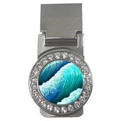 Abstract Waves In Blue And Green Money Clips (cz)  by GardenOfOphir