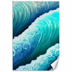 Abstract Waves In Blue And Green Canvas 24  X 36  by GardenOfOphir