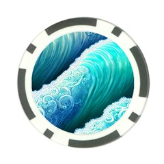 Abstract Waves In Blue And Green Poker Chip Card Guard by GardenOfOphir