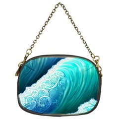 Abstract Waves In Blue And Green Chain Purse (one Side) by GardenOfOphir