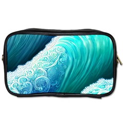 Abstract Waves In Blue And Green Toiletries Bag (one Side) by GardenOfOphir