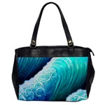 Abstract Waves In Blue And Green Oversize Office Handbag Front