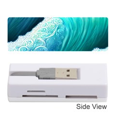 Abstract Waves In Blue And Green Memory Card Reader (stick) by GardenOfOphir